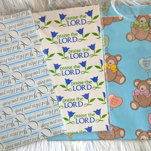 Vintage SEALED Religious Gift Wrap- 80s Wrapping Paper- NOS- Wedding- Praise - Picture 5 of 6